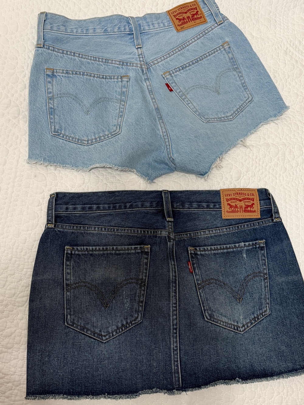 Levi's Blue Denim shorts and skirt bundle . Size 2627